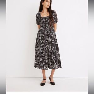 XS Madewell lucie smocked button-front midi dress in sweet floral